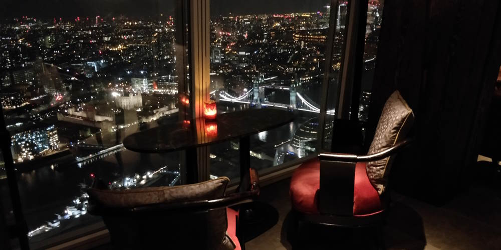 London at night bar at the Shard